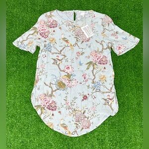 Women H&M GP&J Baker Floral Bird Blouse Shirt Viscose EUR 32 US 0 - NEW WITH TAG